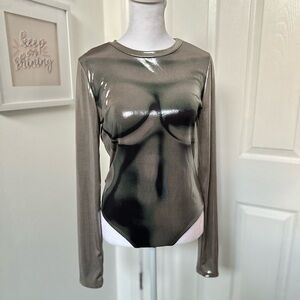Body Heat Print Bodysuit in Metalic sz L